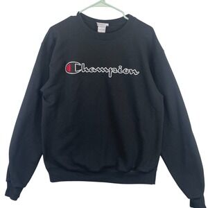 Champion Eco Authentic Crewneck Sweatshirt Men's M Black Pullover Casual